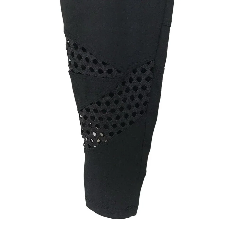 NWT Justice Active Girls‎ Black High Waist Leggings Pocket Cut Out Size 12/14